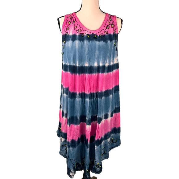True rock tie dye Free size rayon dress - Picture 1 of 8
